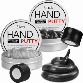 2 Pack Magnetic Slime Putty with Magnet, Soft Magic Slime Hand Putty Fidget Game Stress Relief Thinking Educational Toy with Upgraded Bigger Magnet for Boys Girls Adults(Black, Silver)
