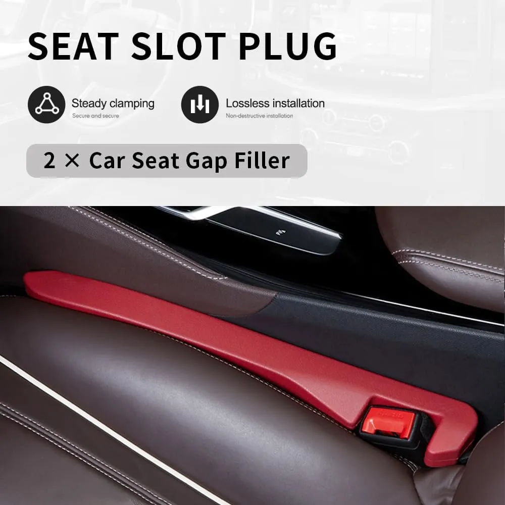 2PCS Car Seat Gap Filler,Flexible Seat Gap Organizer Between Seats for Tightly Filling Seat Gaps,Universal Car Side Seat Gap Filler Interior Car Accessories for Women & Men (Red)
