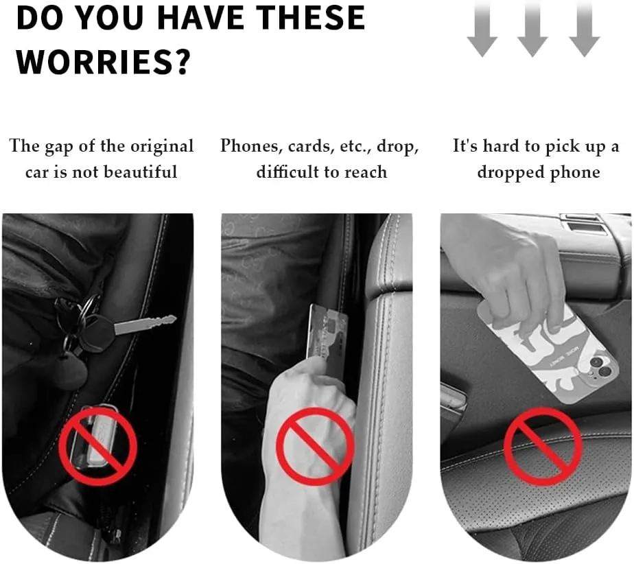 2PCS Car Seat Gap Filler,Flexible Seat Gap Organizer Between Seats for Tightly Filling Seat Gaps,Universal Car Side Seat Gap Filler Interior Car Accessories for Women & Men (Red)