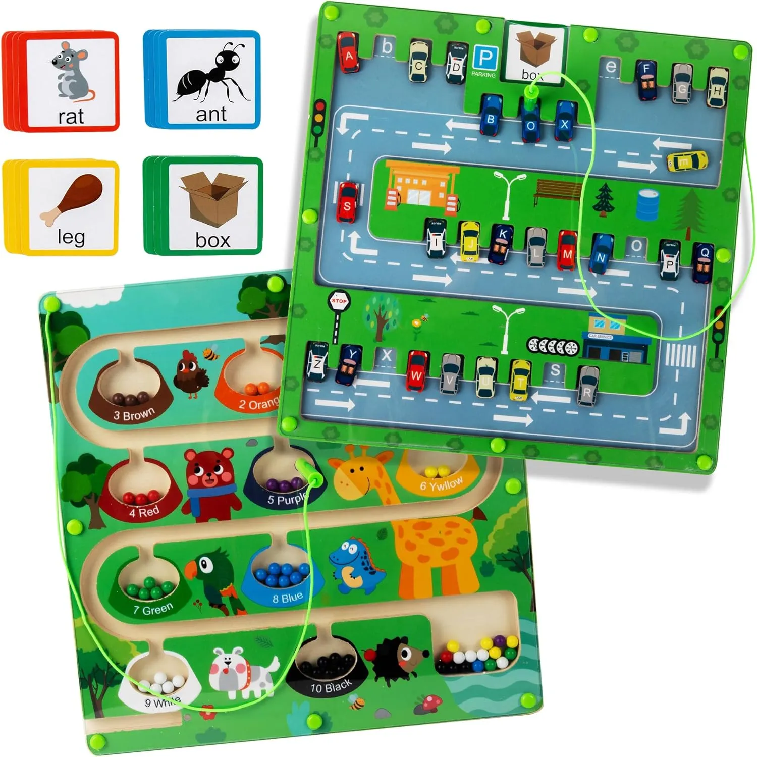 3 in 1 Magnetic Color and Number Maze Magnet Alphabet Counting Car Puzzle Double Sided Board Fine Motor Skills Magnetic Puzzles for Toddlers 3-5 Years Montessori Educational Preschool Toys
