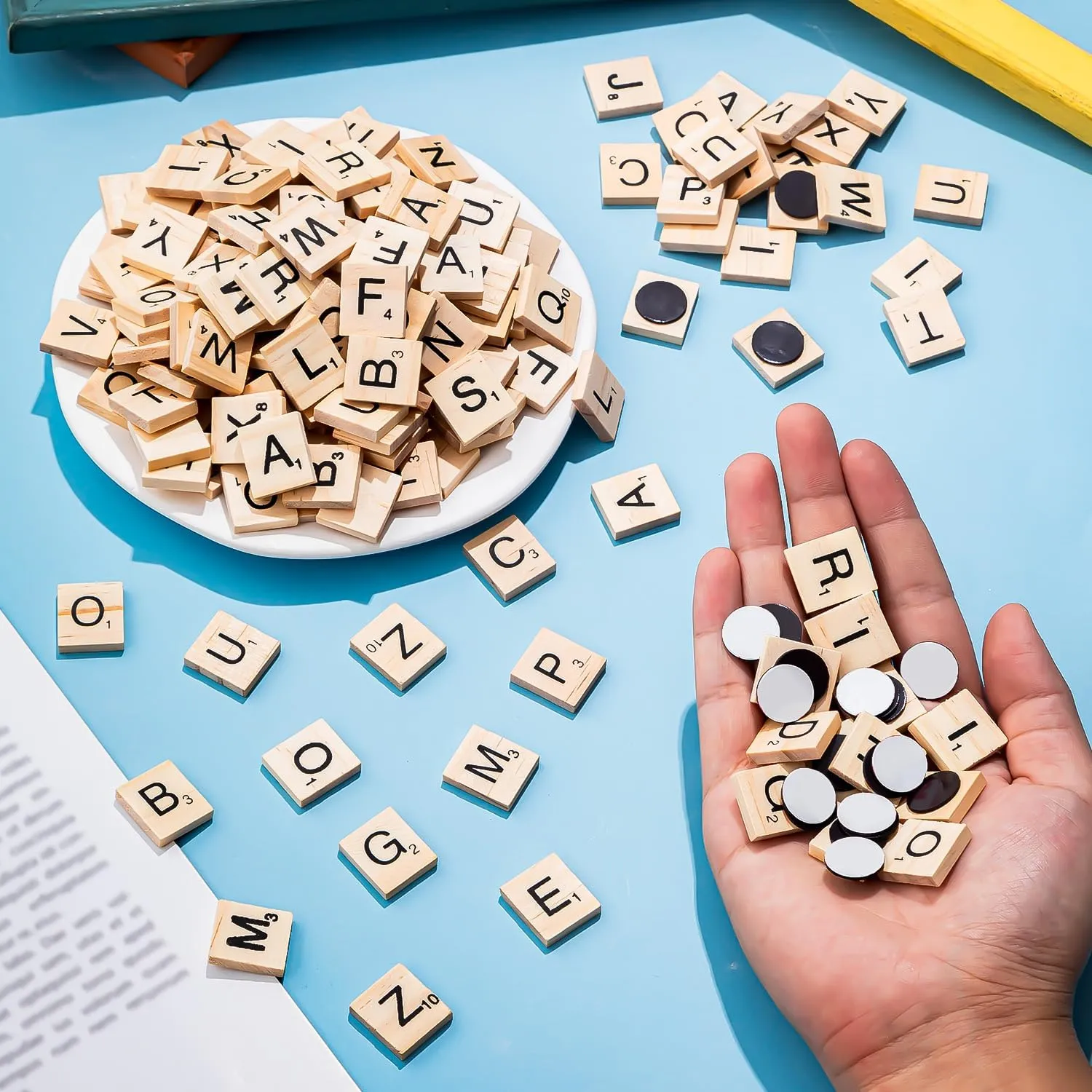 300 PCS Wood Magnetic Letter, Wooden Letter Magnets for Fridge Refrigerator Wall, Alphabet Tile Letters Magnetics for Fun Learning Decorative Game Board