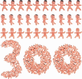 300 PCS Plastic Babies, 1 Inch King Cake Babies for Baby Shower Games, Mini Babies Tiny Babies for Baby Shower Favors Ice Cube Game, Small Plastic Babies for Mardi Gras Party Decorations