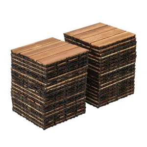 36 Pack Hardwood Interlocking Patio Deck Tiles, 12"x12" Waterproof Indoor Outdoor Flooring Patio Floor Decking Tiles DIY Flooring Tile Porch Poolside Balcony Backyard Garden (12x12, Brown, 36)