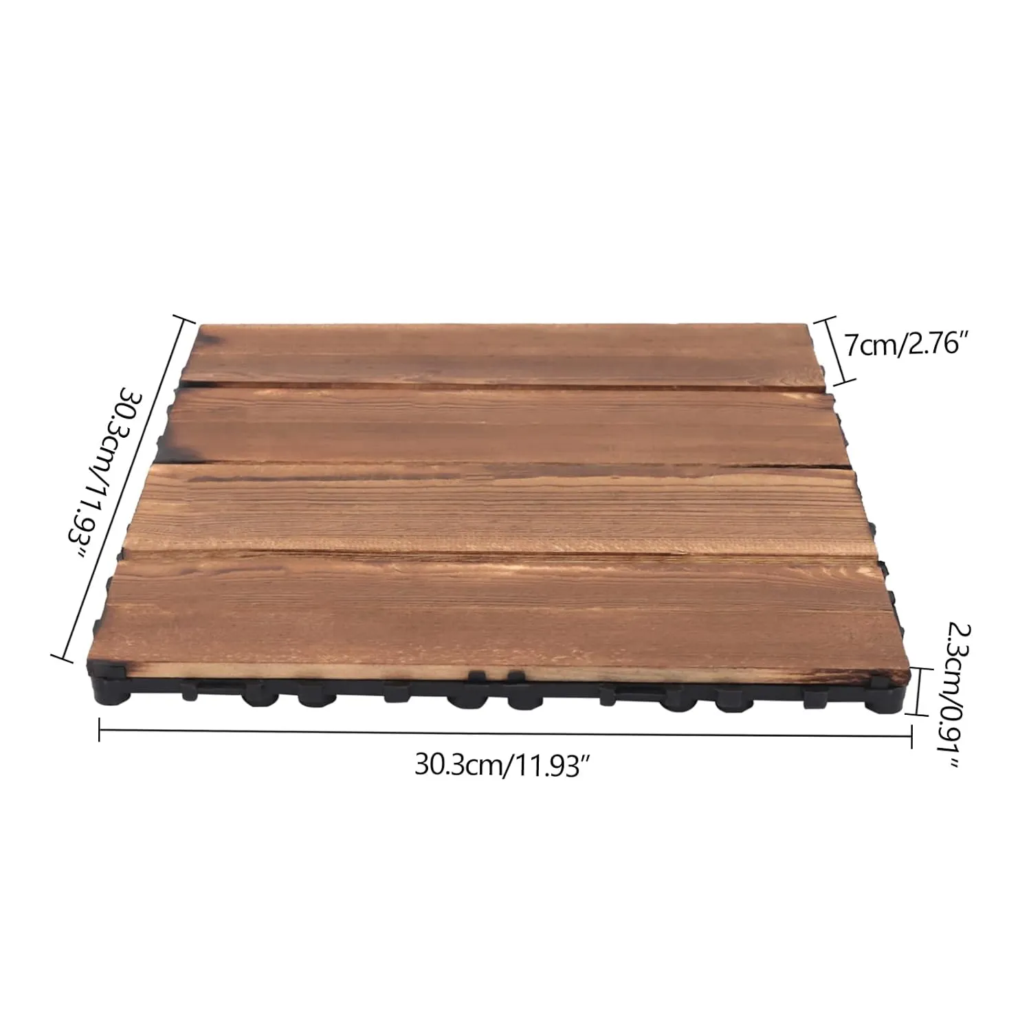 36 Pack Hardwood Interlocking Patio Deck Tiles, 12"x12" Waterproof Indoor Outdoor Flooring Patio Floor Decking Tiles DIY Flooring Tile Porch Poolside Balcony Backyard Garden (12x12, Brown, 36)
