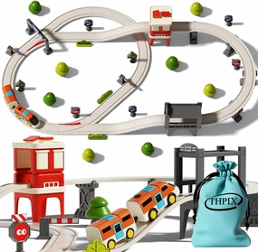 36 pcs Train Track Set for Toddlers, Forest Theme Kids Motorized Magnetic Train Toy,Train Railway Track Set, Birthday Gifts for 3 4 5 6 7 Year Old Boys Girls Children，with Storage Bag and Rug