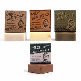 3-in-1 Natural Body Soap & Cedar Citrus Shampoo Bar Set - Australian Tea Tree, Summer Orange, Coconut Milk, Cedar Citrus - Eco-Friendly, Vegan, All-Natural Skincare & Haircare Combo