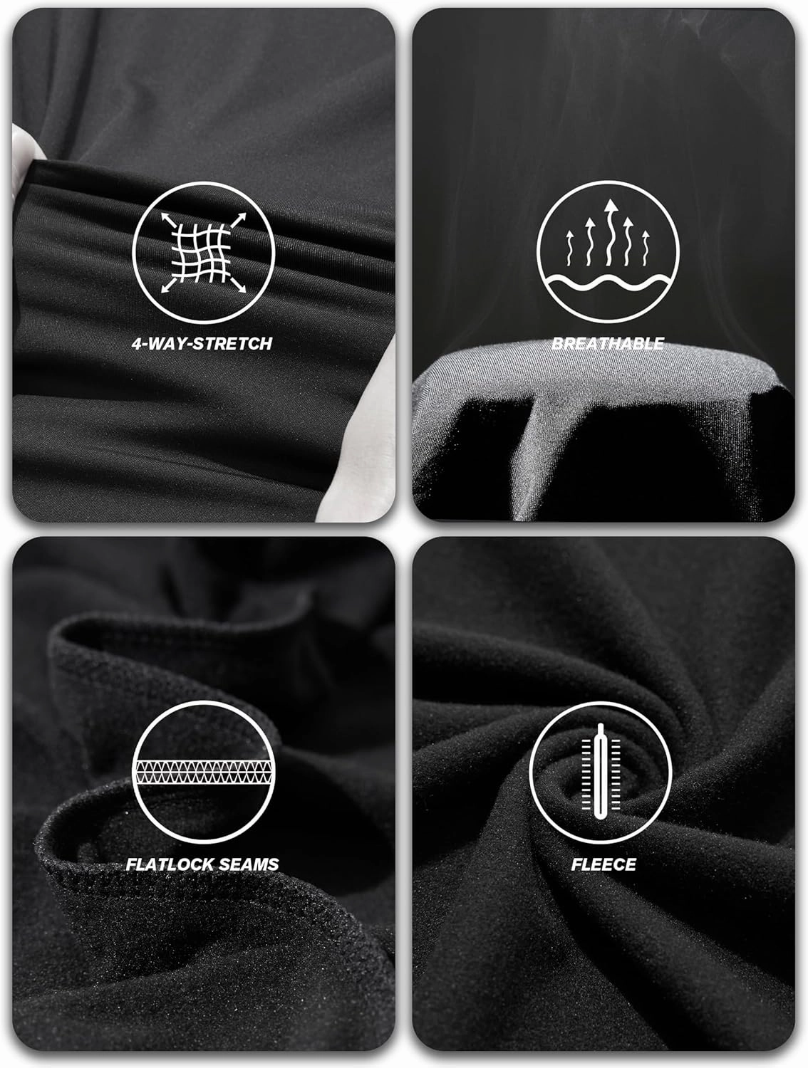 3 Pack Long Sleeve Thermal Shirts for Men Fleece Lined Soft Underwear Cold Weather Warm Base Layer Winter Pajama Tops