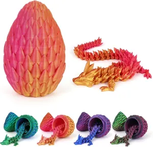 3D Printed Dragon in Egg,3-d Printed Dragon with Dragon Inside Full Articulated Dragon Crystal Dragon with Dragon Egg,Flexible Joints Home Decor Executive Desk Toys,Executive Desk Toys for Autism/ADHD