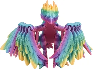 3D Printed Phoenix, 8.7 Inch Articulated Flexible Animals, Fidget Joint Figurine, Stress Relief Toy, Surprise Gift for Children and Adults, Fantasy Desktop Cool Decoration (Macaron)
