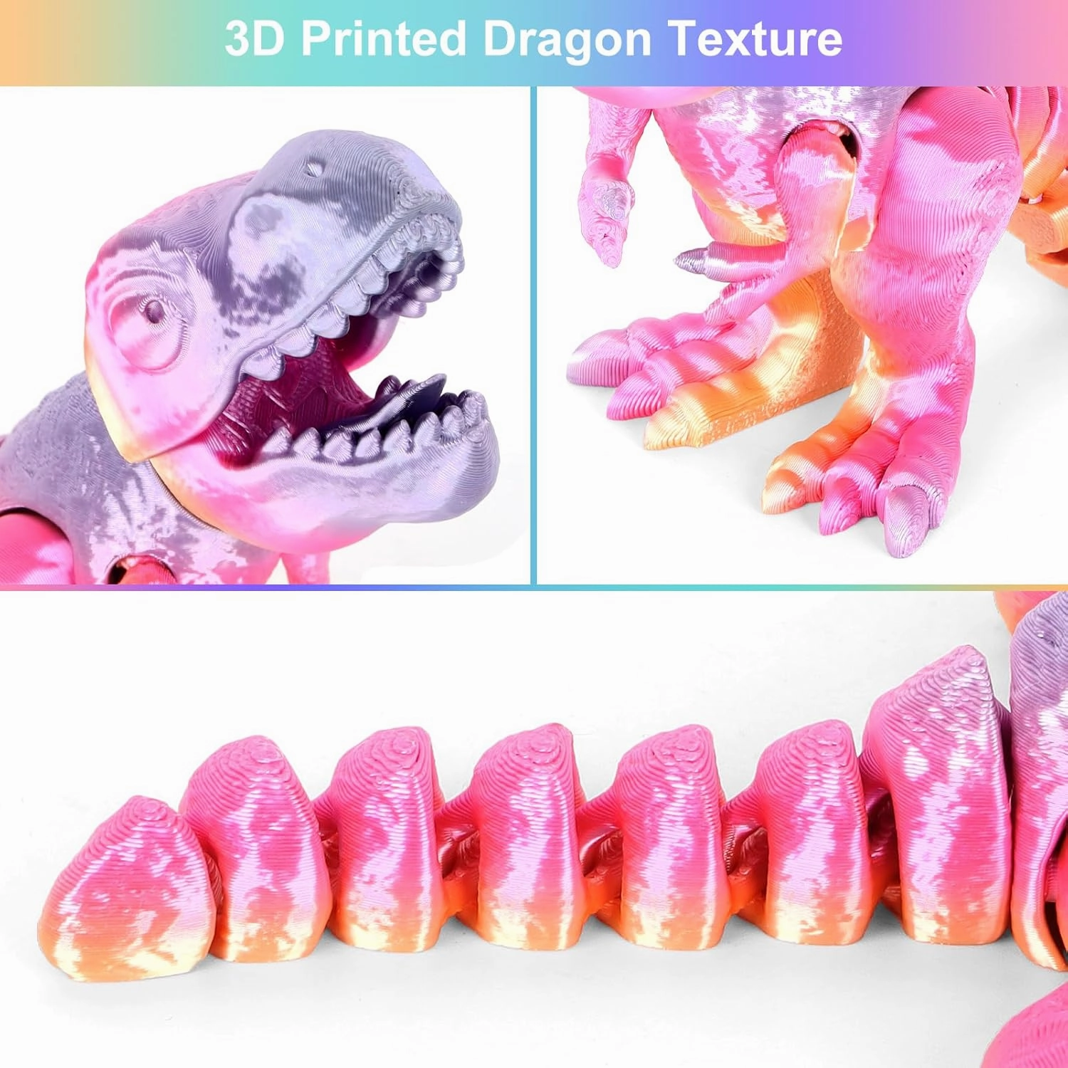 3D Printed Dragon Egg,Dragon Eggs with Dragon Inside,Crystal Dragon Fidget Toys,Full Articulated Dragon Dragon in Egg 3D Printed Dinosaur BWCH02 Rainbow (Rainbow)