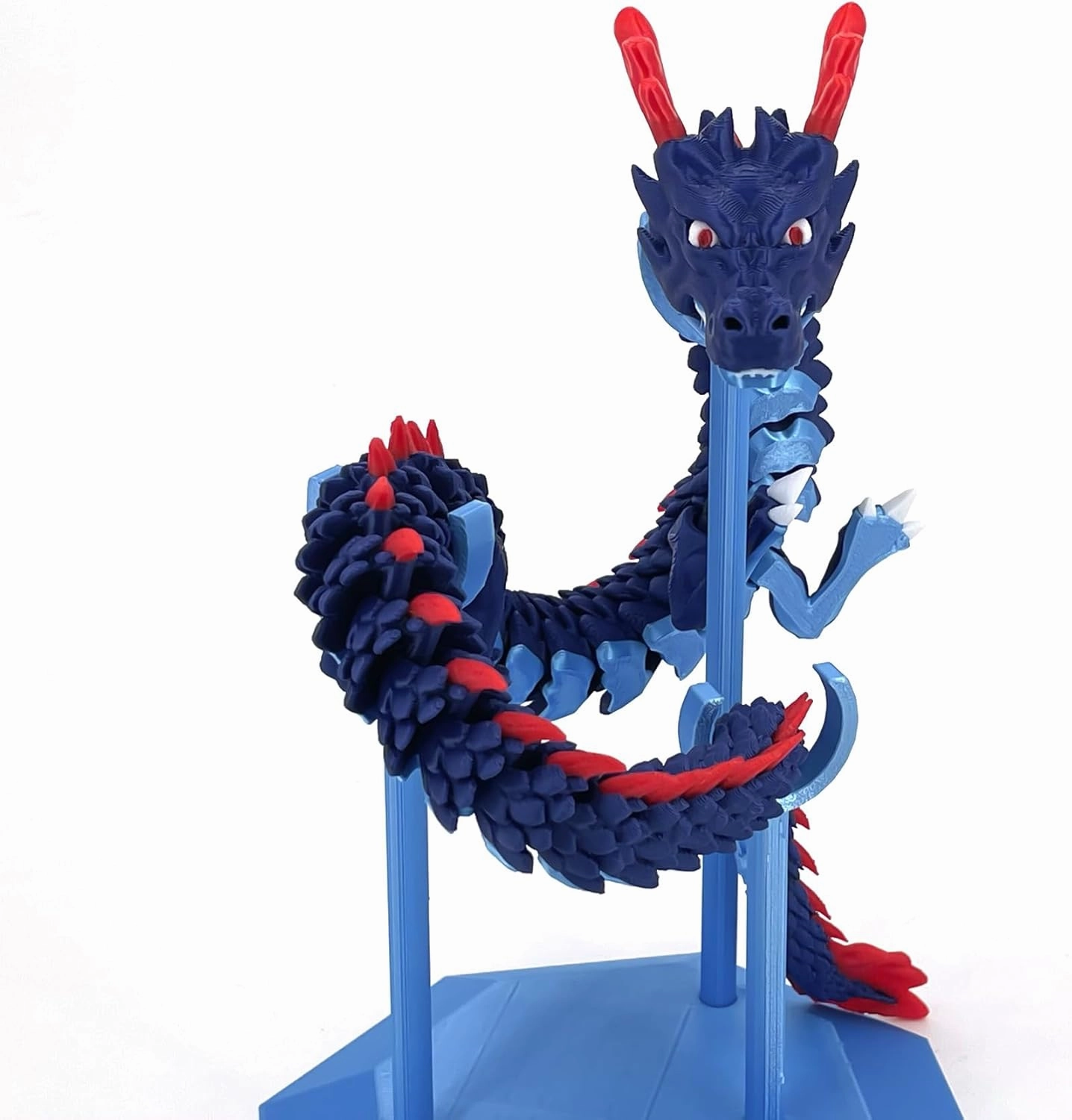 3D Printed Dragon Flexible Articulated Dragon with Captivating Eye Detailing - Fidget Toy Figurine Decor - 17.7 Inches
