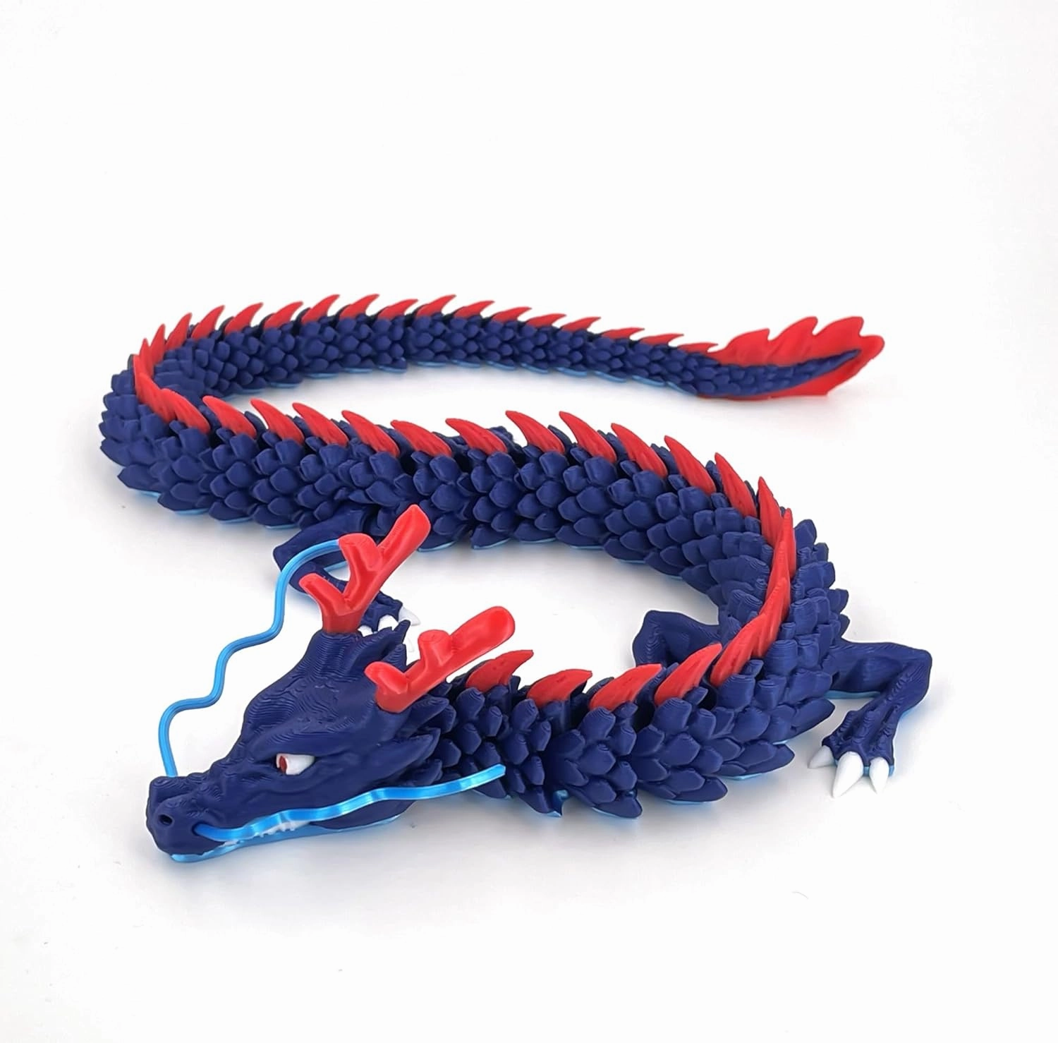 3D Printed Dragon Flexible Articulated Dragon with Captivating Eye Detailing - Fidget Toy Figurine Decor - 17.7 Inches