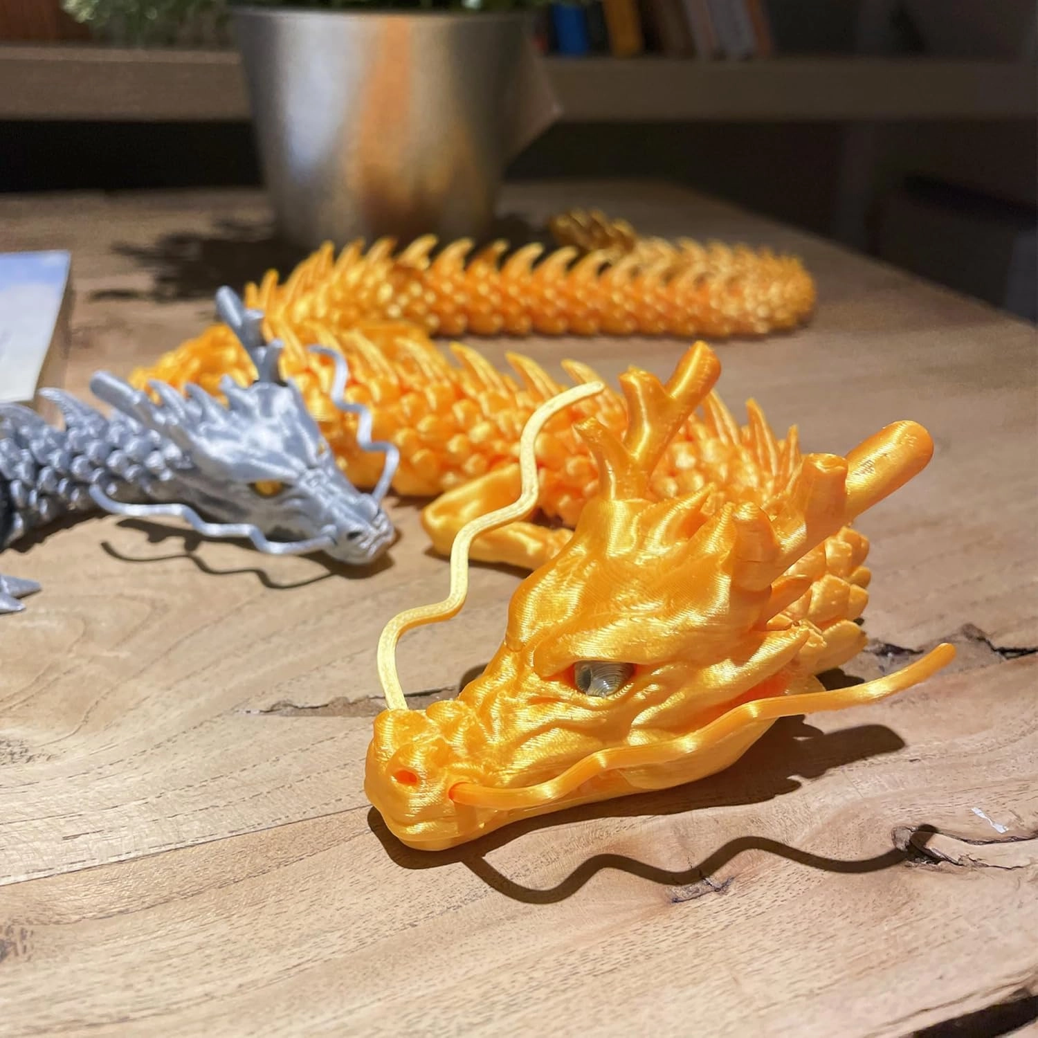 3D Printed Dragon Flexible Articulated Dragon with Captivating Eye Detailing - Fidget Toy Figurine Decor - 17.7 Inches