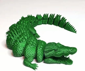 3D Printed Toys Articulated Ancient Crocodile Action Figures Animal Toys with Flexible Joints, Stress Relief Animal Figurines Home Decor for Collectors Fans (Life Green, 15.7in)