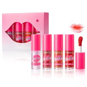 4 Color Lip Glaze, Moisturizing and Nourishing Plumping Lip Gloss, Transparent Pink Shimmering Gloss Lip Glaze, Long Lasting Non-Sticky Transparent Lip Glaze, Women's Gift Set (GrOup B, GrOup A)