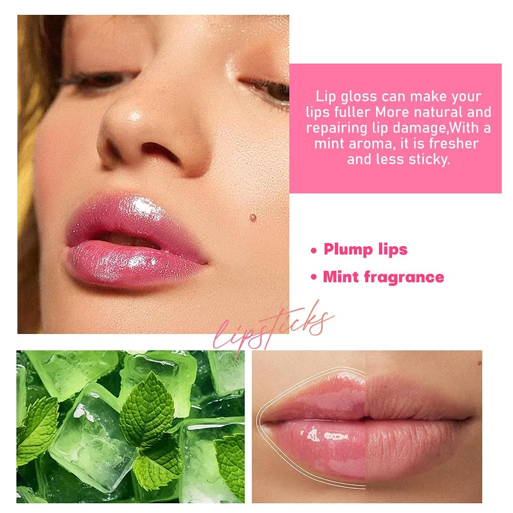 4 Color Lip Glaze, Moisturizing and Nourishing Plumping Lip Gloss, Transparent Pink Shimmering Gloss Lip Glaze, Long Lasting Non-Sticky Transparent Lip Glaze, Women's Gift Set (GrOup B, GrOup A)