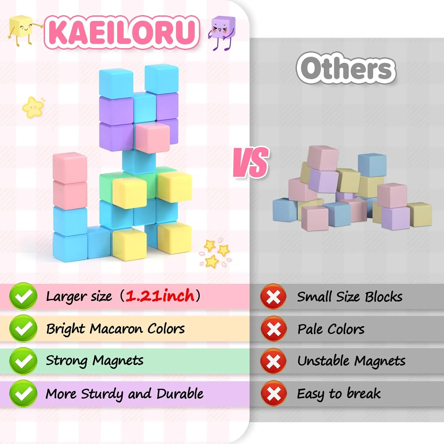 45pcs Magnetic Blocks Building Cubes for Toddlers - Pastel Colors Magnetic Cubes Toys Classroom Must Have STEM Magnet Building Blocks Toy Christmas Birthday Gifts for Girls Boys Ages 1-3 3-5
