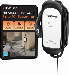48 Amp EV Charger, Enphase HCS-60, Hardwired, 240V, 11.5kW Power, Safety Certified, 5-Year Warranty, 25 ft Cable, J1772 Ruggedized Connector, Formerly ClipperCreek