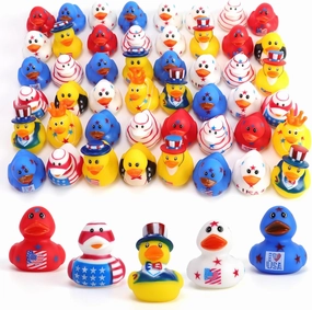 48 Pcs 2 Inch Patriotic Rubber Ducks, 4th of July Bulk Rubber Ducks Bath Toys for Kids, Independence Day Decorations Rubber Duck for Gifts Jeep Gift Baby Shower Party Favors Decor Supplies