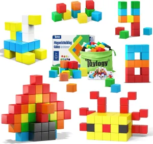 48PCS Magnetic Blocks for Toddlers Toys, Large Magnetic Cube Toy for Sensory STEM Education Preschool Magnet Toys for 3 4 5 6 Year Old Boys and Girls, Compatile with Mine Magnet World
