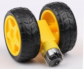 4/2pcs DC Electric Motor with Plastic Toy Car Tire Wheel 3-6V Dual Shaft Geared TT Magnetic Gearbox Engine - (Voltage(V): 2xMotor 2xWheel)
