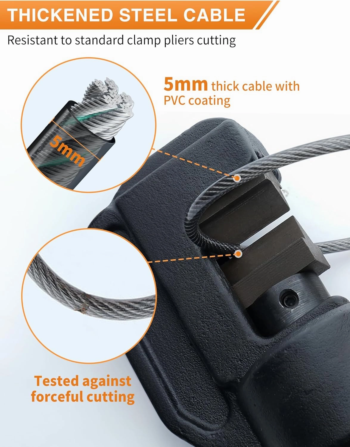 4-Digit Combination Cable Lock with 3 Replaceable Steel Cables (9''/24''/47'') - Keyless Security for Bikes, Doors, Luggage, Fences & Cabinets - Gun Grey, 1 Pack