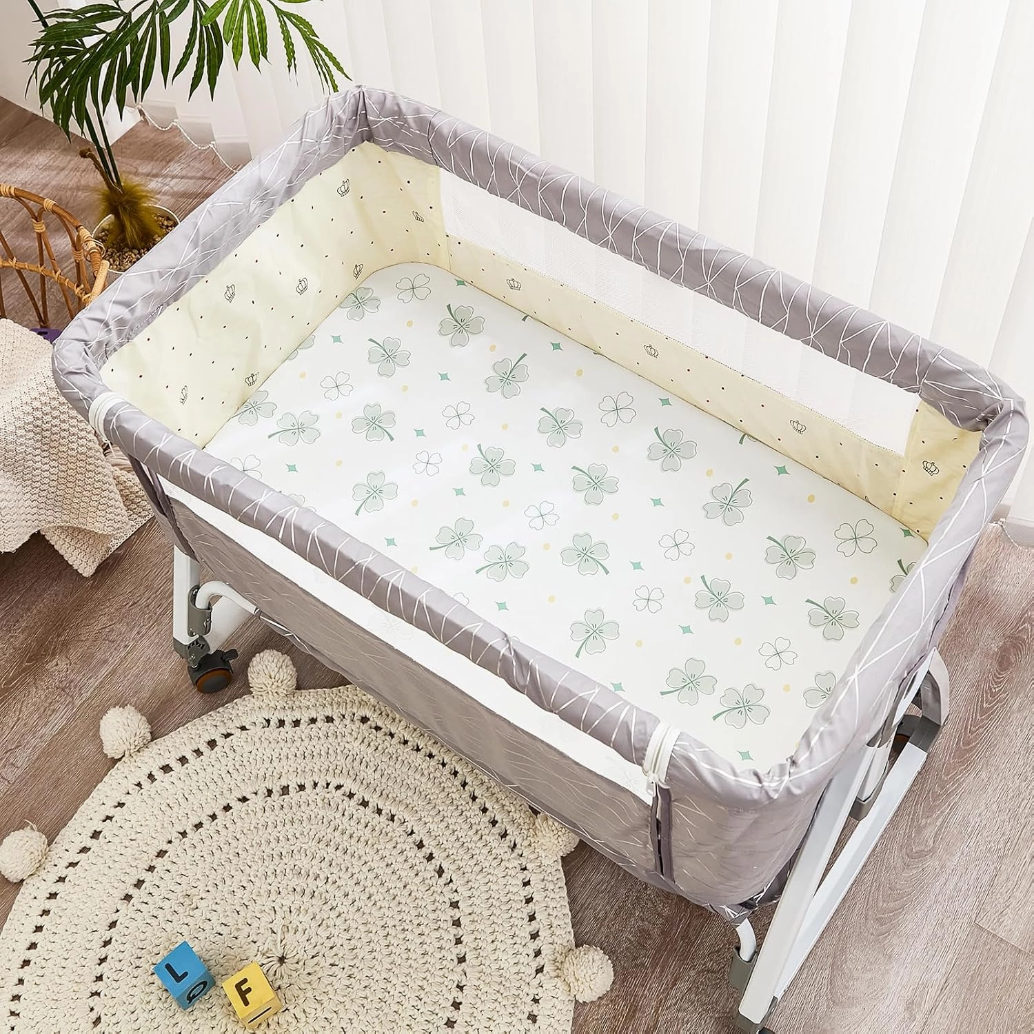 4 Pack Bassinet Sheets - 33"x20" Bedside Bassinet Sheets for Baby Delight, Angelbliss, Maxi-COSI & Most Regular Size Bedside Sleeper | Ultra Soft & Skin Friendly Bassinet Fitted Sheets for Boys Girls