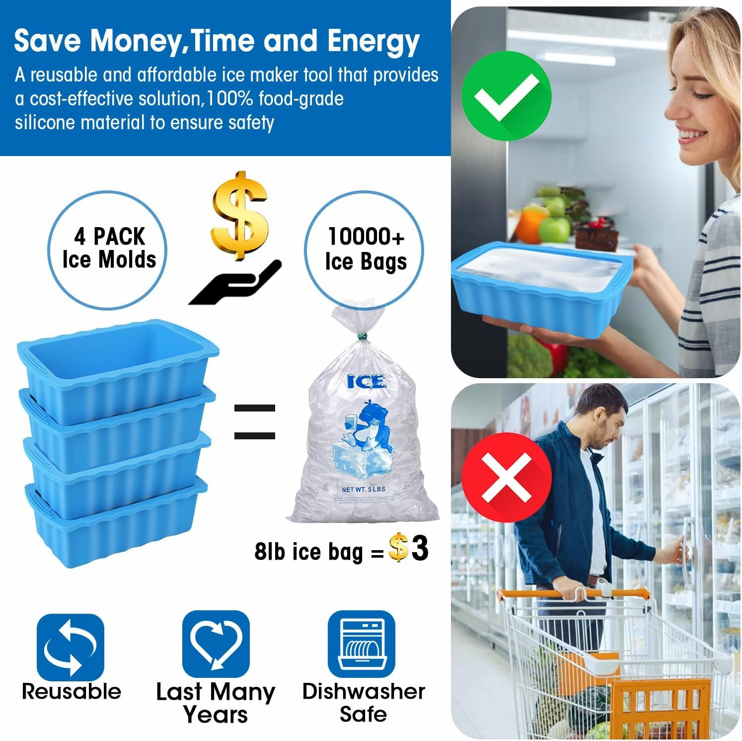 4P Extra Large Ice Block Molds for Ice Bath Tub Cold Plunge Accessories Water Chiller,12LB Large Silicone Ice Cube Molds Big Ice Tray for Coolers,Cold Water Therapy Ice Bath Cold Plunge Accessories