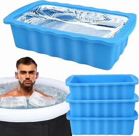 4P Extra Large Ice Block Molds for Ice Bath Tub Cold Plunge Accessories Water Chiller,12LB Large Silicone Ice Cube Molds Big Ice Tray for Coolers,Cold Water Therapy Ice Bath Cold Plunge Accessories