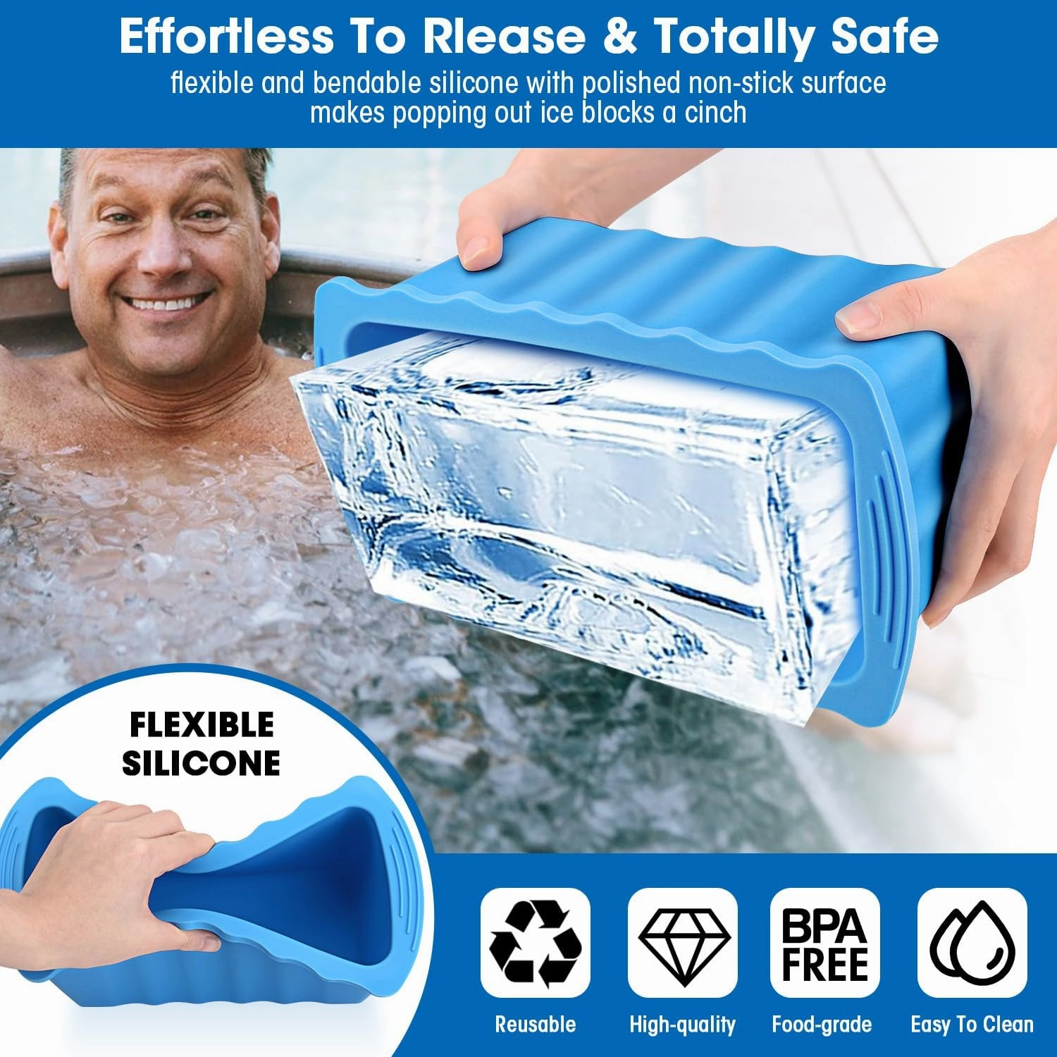 4P Extra Large Ice Block Molds for Ice Bath Tub Cold Plunge Accessories Water Chiller,12LB Large Silicone Ice Cube Molds Big Ice Tray for Coolers,Cold Water Therapy Ice Bath Cold Plunge Accessories
