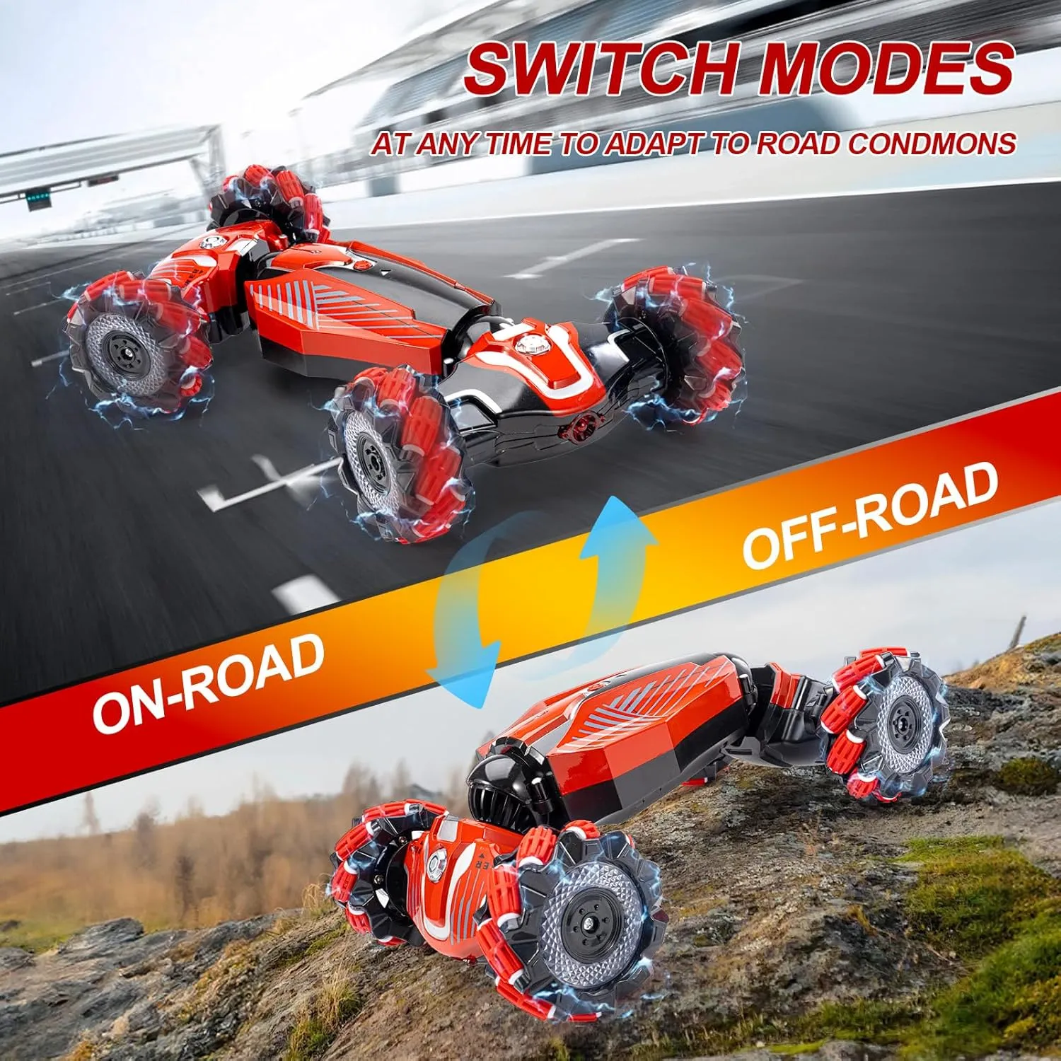 4WD Remote Control Gesture Sensor Car,Hand Controlled RC Stunt Car,Double-Sided Vehicle 360° Rotation with Light and Music, RC Toy Cars for Aged 4-13 Boys and Girls Birthday