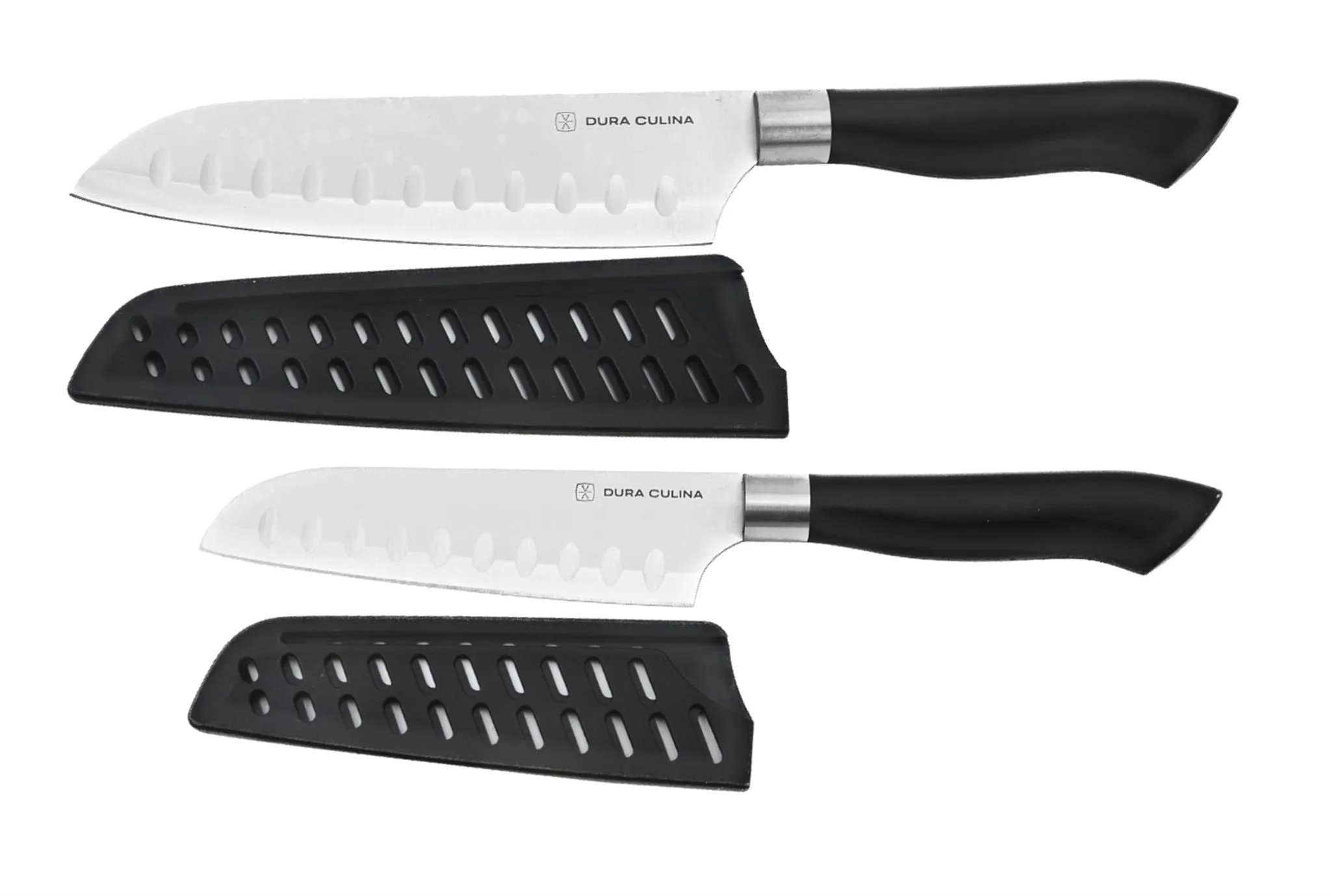 5 Piece Kitchen Knife Set With Matching Blade Guards, Black by Dura Living
