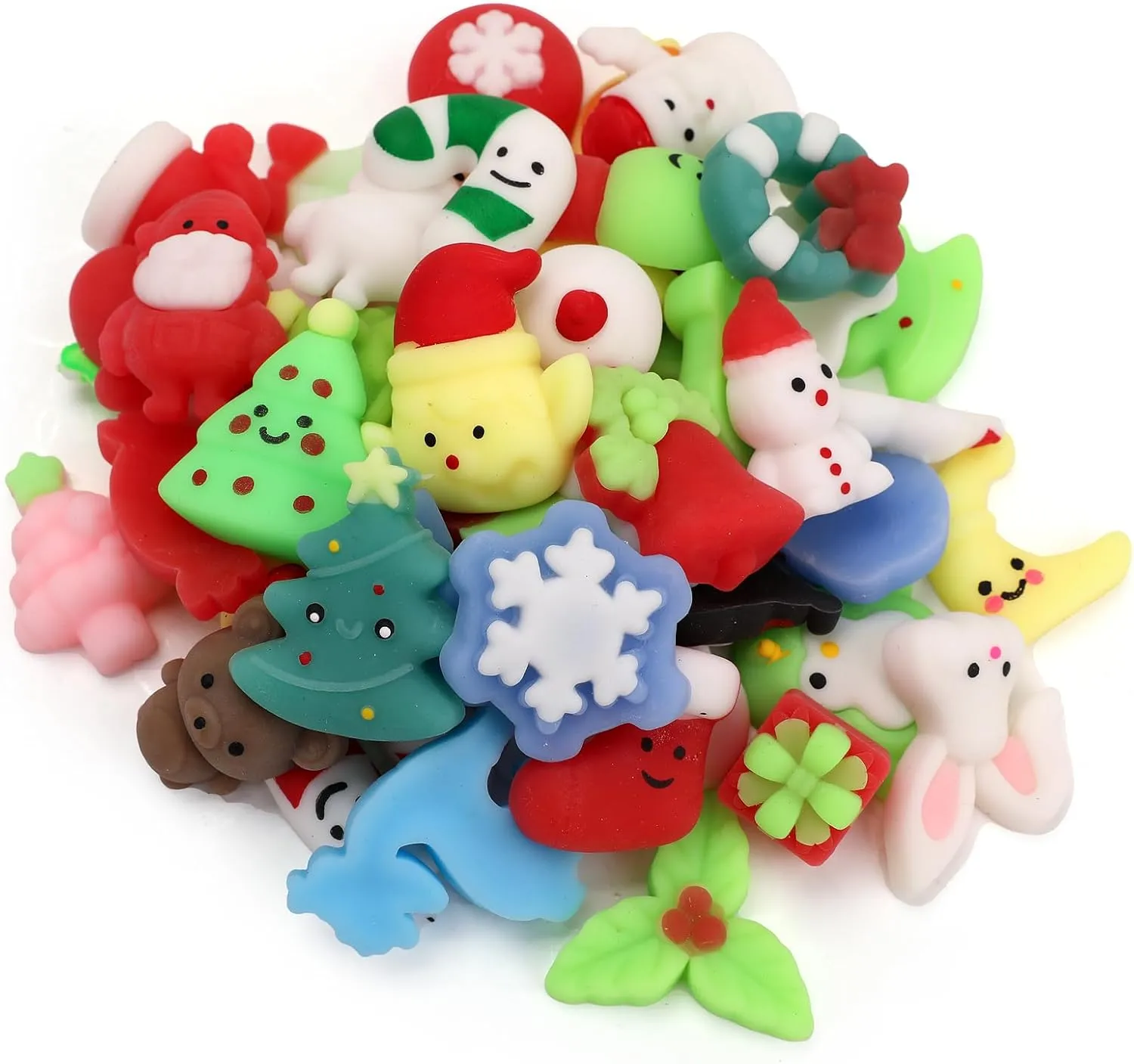 50 PCS Christmas Mochi Squishy Toys, Squishies Stress Relief Toys Christmas Party Favors, Mini Cute Christmas Stocking Stuffer Christmas Decor Gift for Kids Adults