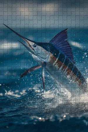 500 Piece Jigsaw Puzzle for Adults Marlin Leaping from Ocean Waves Challenging and Dynamic Puzzle Game for Fishing Enthusiasts Wall Decor Gift Family Game Night Fun