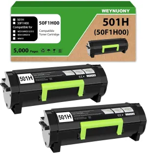 50F1H00 501H Toner Cartridge Compatible Replacement for Lexmark 501H 50F1000 for MS310dn MS312 MS410dn MS510dn MS610dn MS312dn MS315dn MS415dn(5,000 Pages 2 Pack Black)