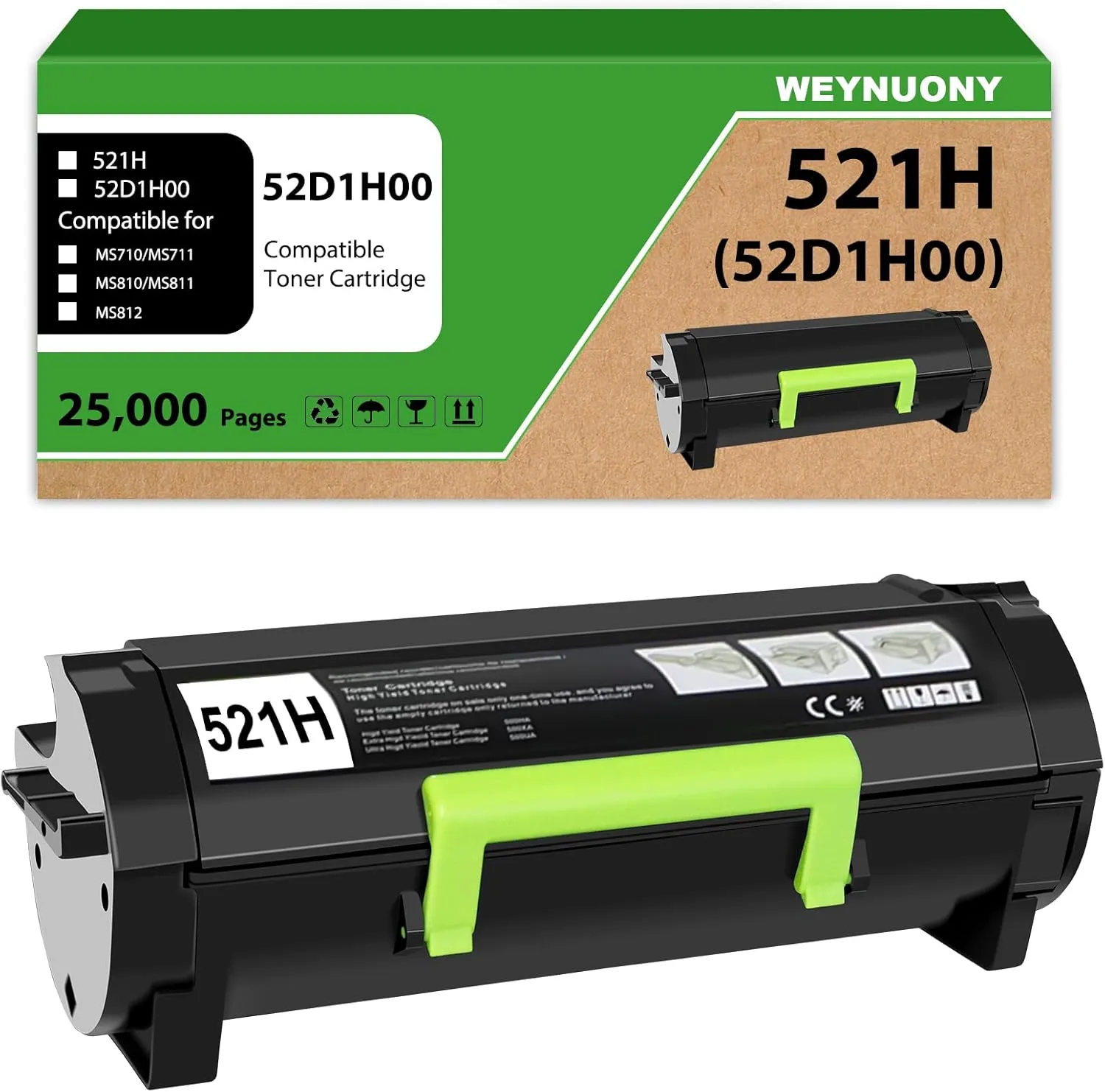 521H 52D1H00 Toner Cartridge Compatible Replacement for Lexmark 521H 52D1H00 for MS810 MS810n MS810dn MS810de MS811 MS811n MS811dn MS811dtn MS812 MS812dn MS812de MS710 MS710n MS711 MS711dn