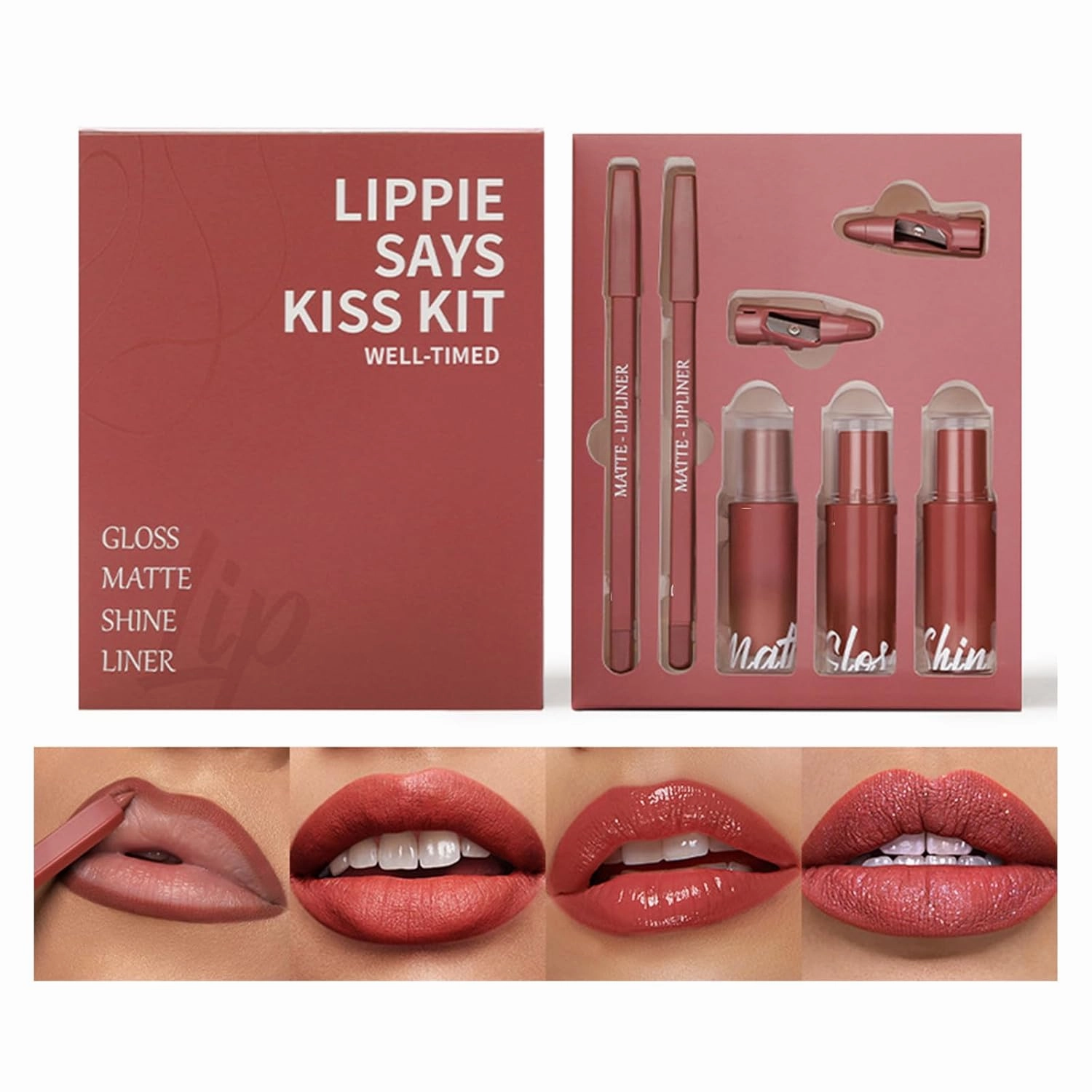 5 In 1 Lipstick Set For Women Girls Matte Liquid Lipstick  Shimmer Lip Gloss   Plumping Lip Gloss   Lip Liner Pencil