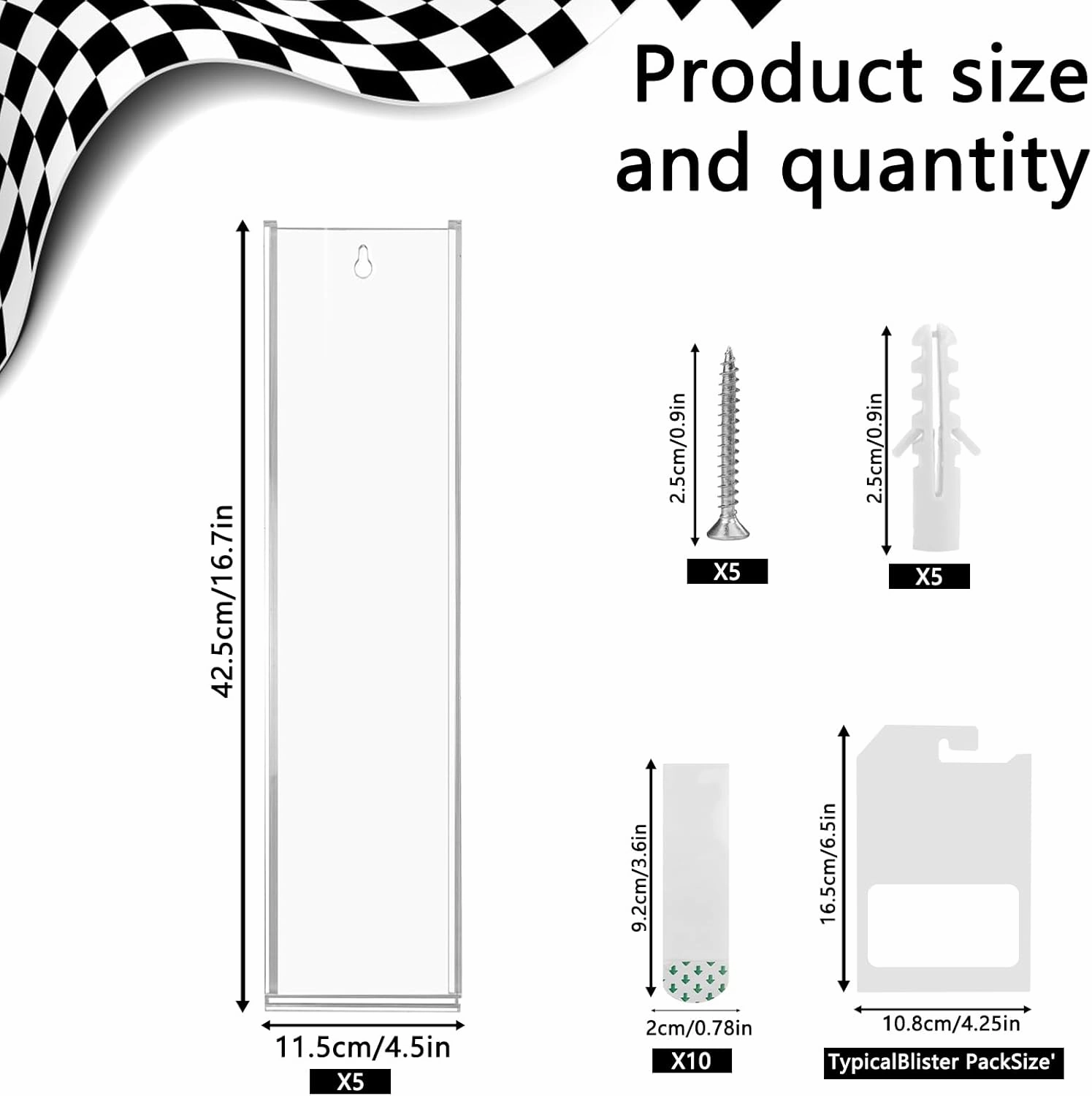 5 Pack Acrylic Model Car Display Case Wall Mount Compatible with Hot-Wheels Match-Box Packaged Cars- Accommodate to 50 Cars - Classic Card Toy Storage Organizer Case Display Shelf Rack Wall Storage
