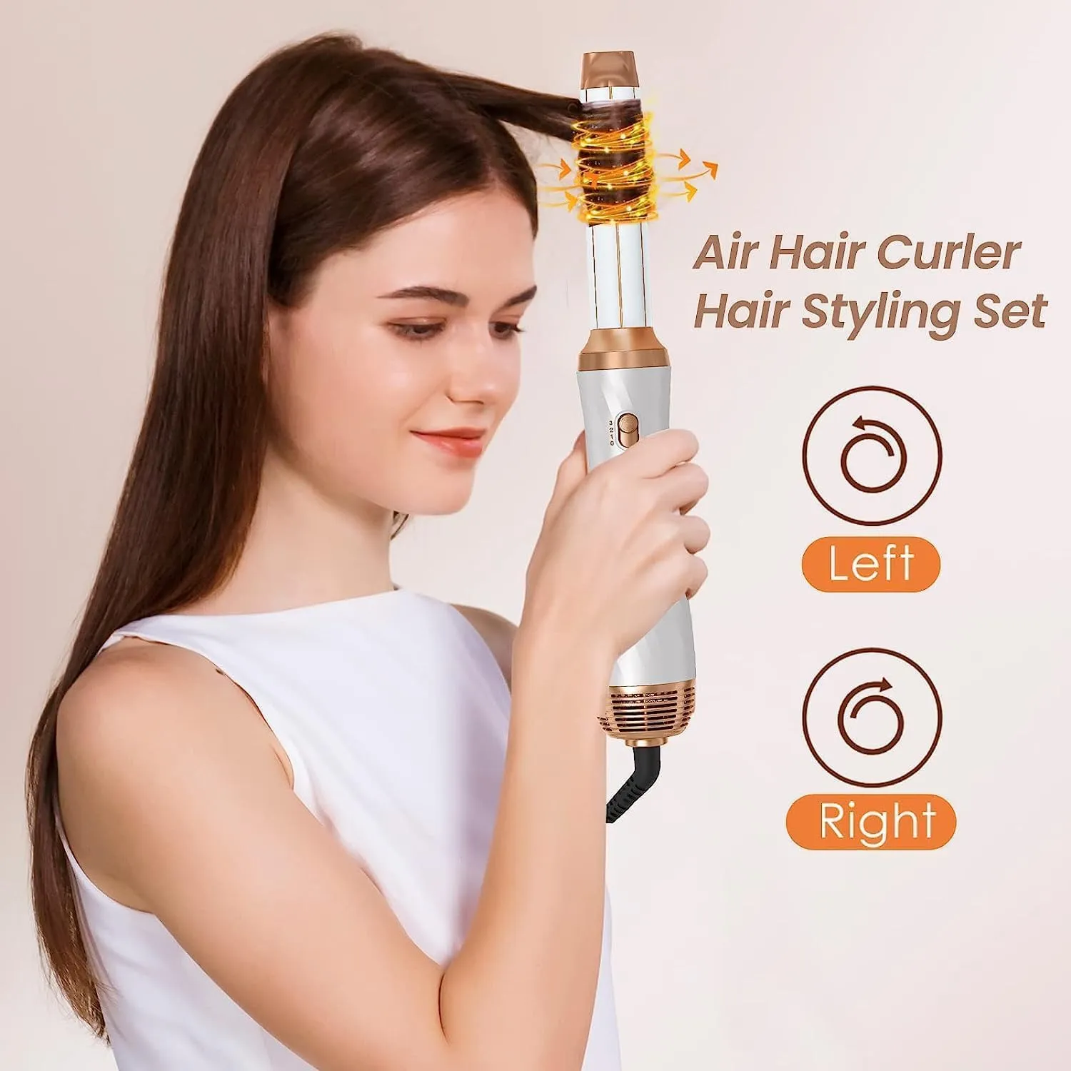 6 in 1 Blow Dryer Brush, Detachable Hair Dryer Brush Air Curler Air Styler Wrap, Curly Twist Hot Curling Iron, Blow Dryer Hot Brush Styler Negative Ion Brush, Travel Hair Styling Tool