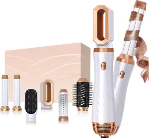 6 in 1 Blow Dryer Brush, Detachable Hair Dryer Brush Air Curler Air Styler Wrap, Curly Twist Hot Curling Iron, Blow Dryer Hot Brush Styler Negative Ion Brush, Travel Hair Styling Tool