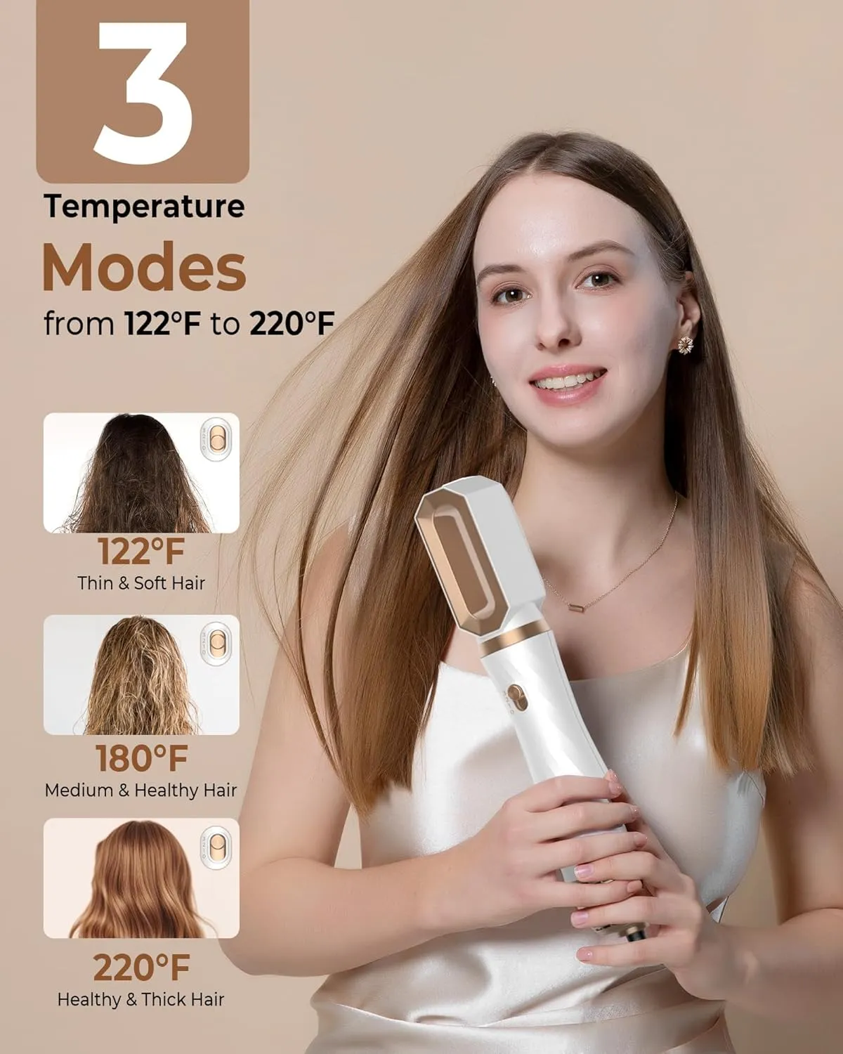 6 in 1 Blow Dryer Brush, Detachable Hair Dryer Brush Air Curler Air Styler Wrap, Curly Twist Hot Curling Iron, Blow Dryer Hot Brush Styler Negative Ion Brush, Travel Hair Styling Tool