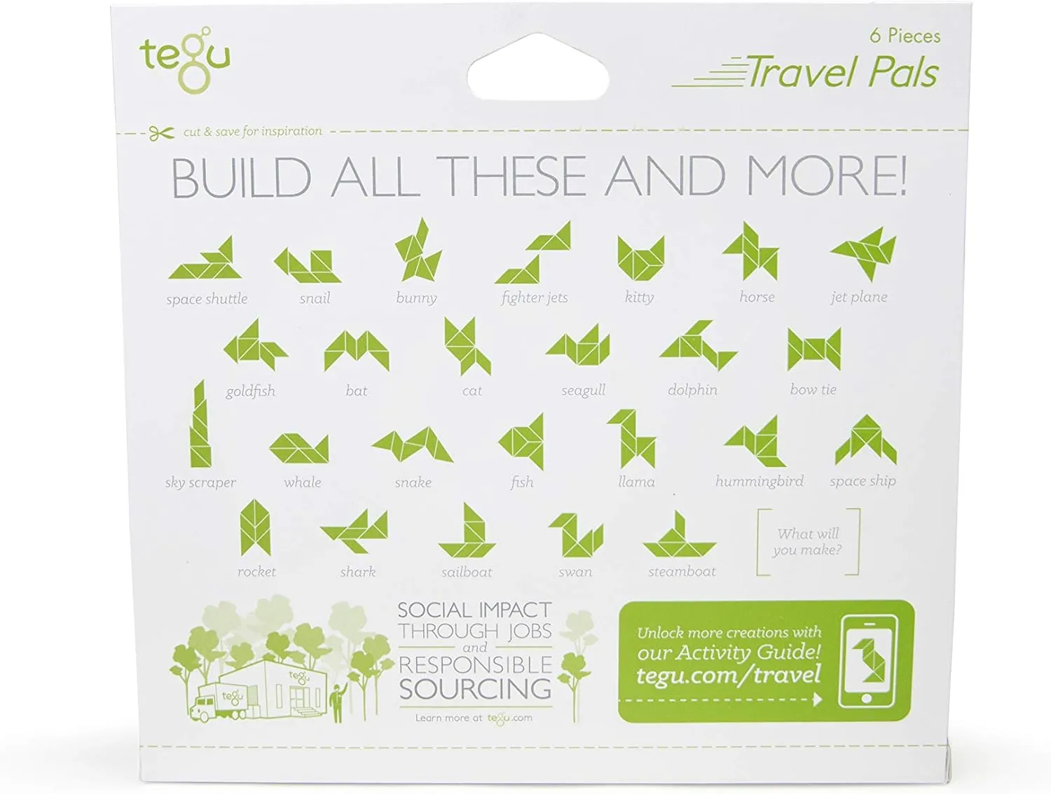 6 Piece Tegu Travel Pal Magnetic Wooden Block Set, Tugboat