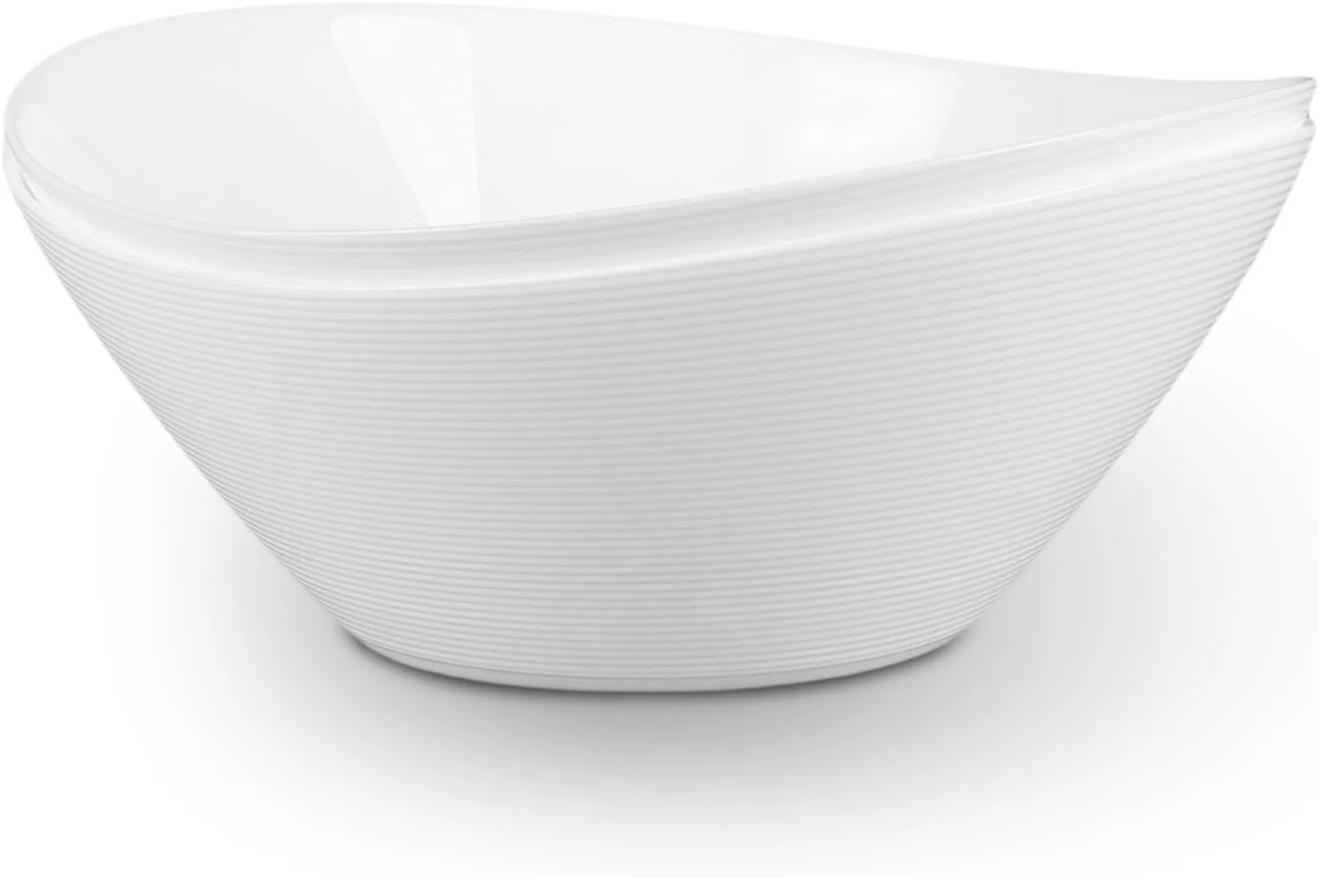 66 OZ Large Salad Bowl Set of 2, Opal Glass 10 inch Lightweight Serving Dishes for Salad, Fruit, Kitchen Microwave & Dishwasher Safe, Oval Shape White