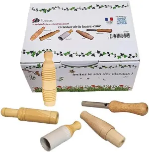 78320 – Set of 5 Natural Wood – For Imitation Birds in the Garden – Natural Atmosphere – From 4 Years
