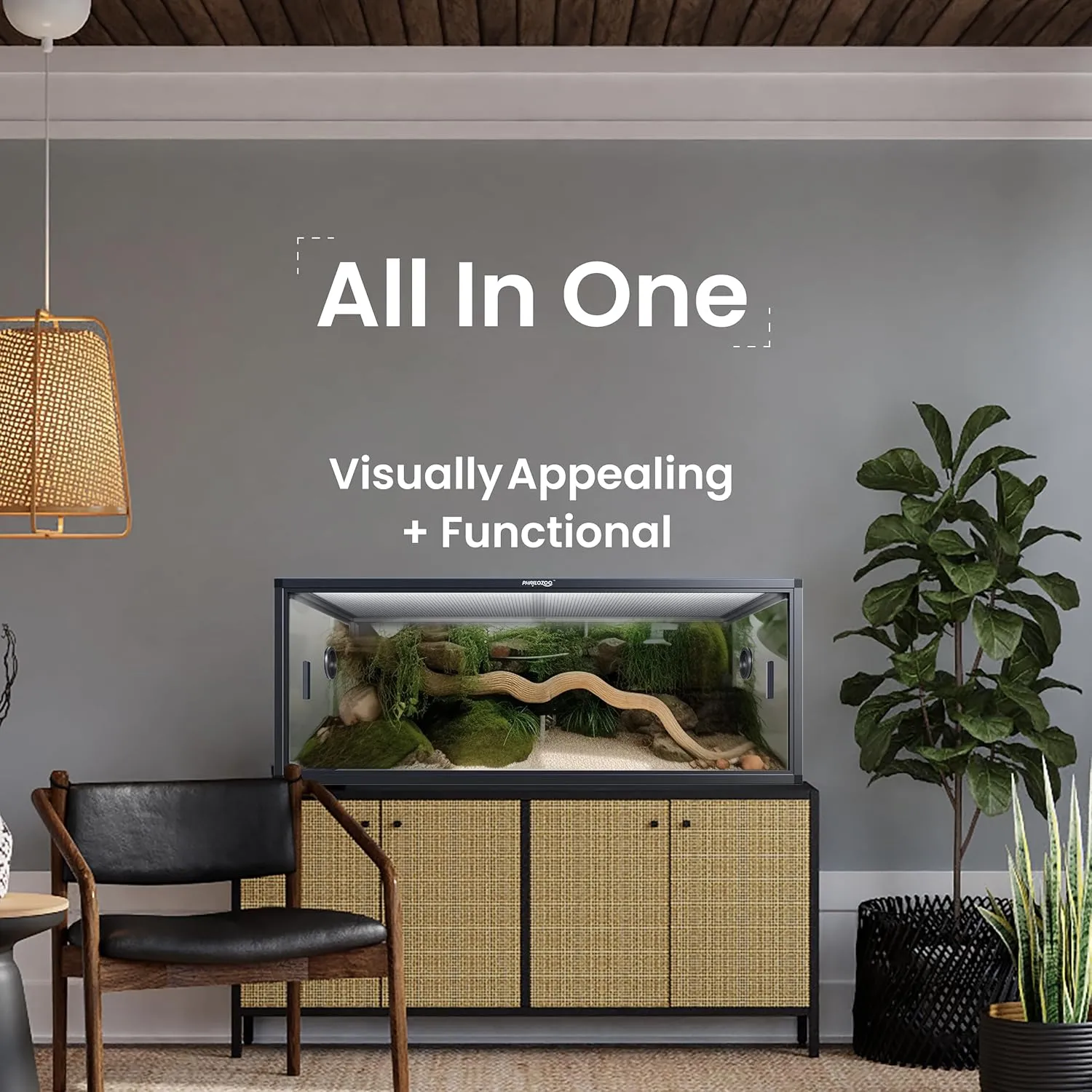 85 Gallon Reptile Tank, Front Opening Snake Tank for Easy Maintenance, Reptile Enclosure with Top Screen Ventilation 48''x24''x18''