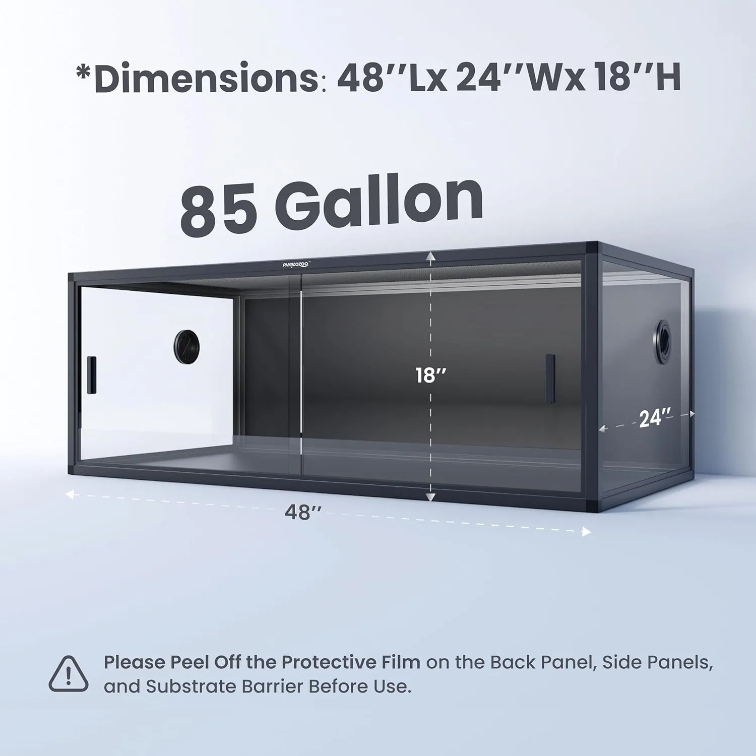 85 Gallon Reptile Tank, Front Opening Snake Tank for Easy Maintenance, Reptile Enclosure with Top Screen Ventilation 48''x24''x18''