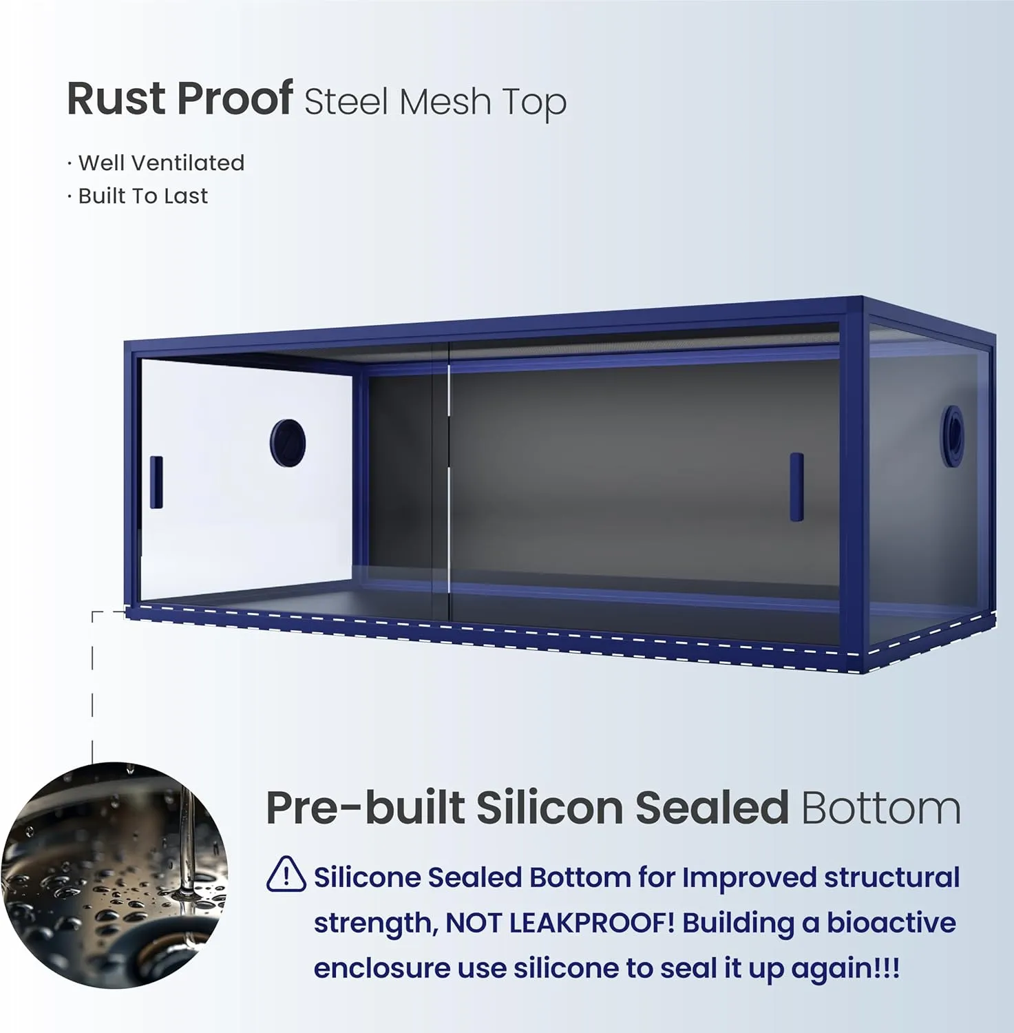 85 Gallon Snake Enclosure, Front Opening Reptile Tank for Easy Maintenance, Reptile Terrarium with Top Screen Ventilation 48''x24''x18''