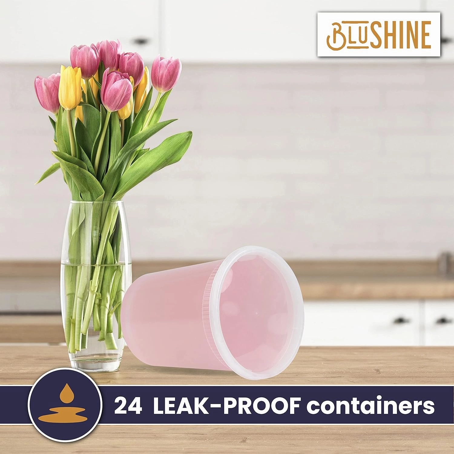 [24 Sets] 32 oz. Plastic Deli Food Storage Containers with Airtight Leak Proof Lids - Reusable - Microwave, Fridge, and Freezer Safe
