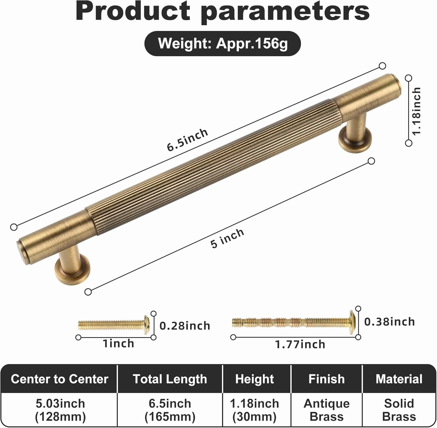 -5 Pack Antique Brass Kitchen Cabinet Pulls, 5 Inch Solid Brass Dresser Drawer Handles, Furniture Hardware Door Pulls for Cupborard Wardrobe Closet Vanity