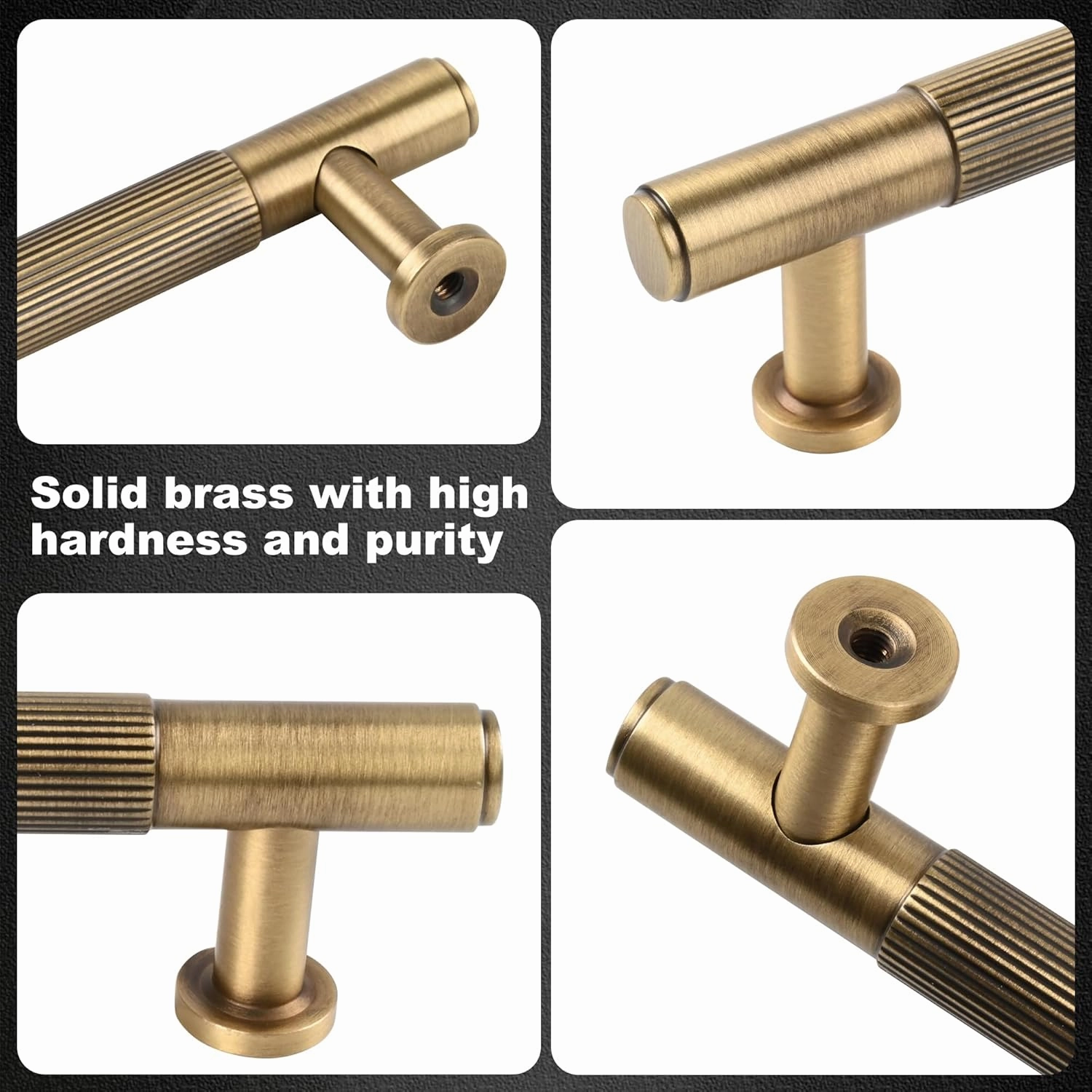 -5 Pack Antique Brass Kitchen Cabinet Pulls, 5 Inch Solid Brass Dresser Drawer Handles, Furniture Hardware Door Pulls for Cupborard Wardrobe Closet Vanity